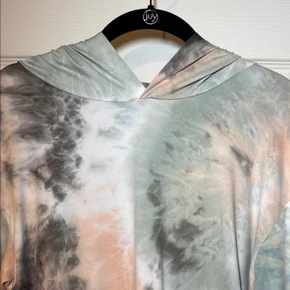 Wallflower Tie-Dye Hoodie - Gray, Green, Peach - Picture 4 of 7